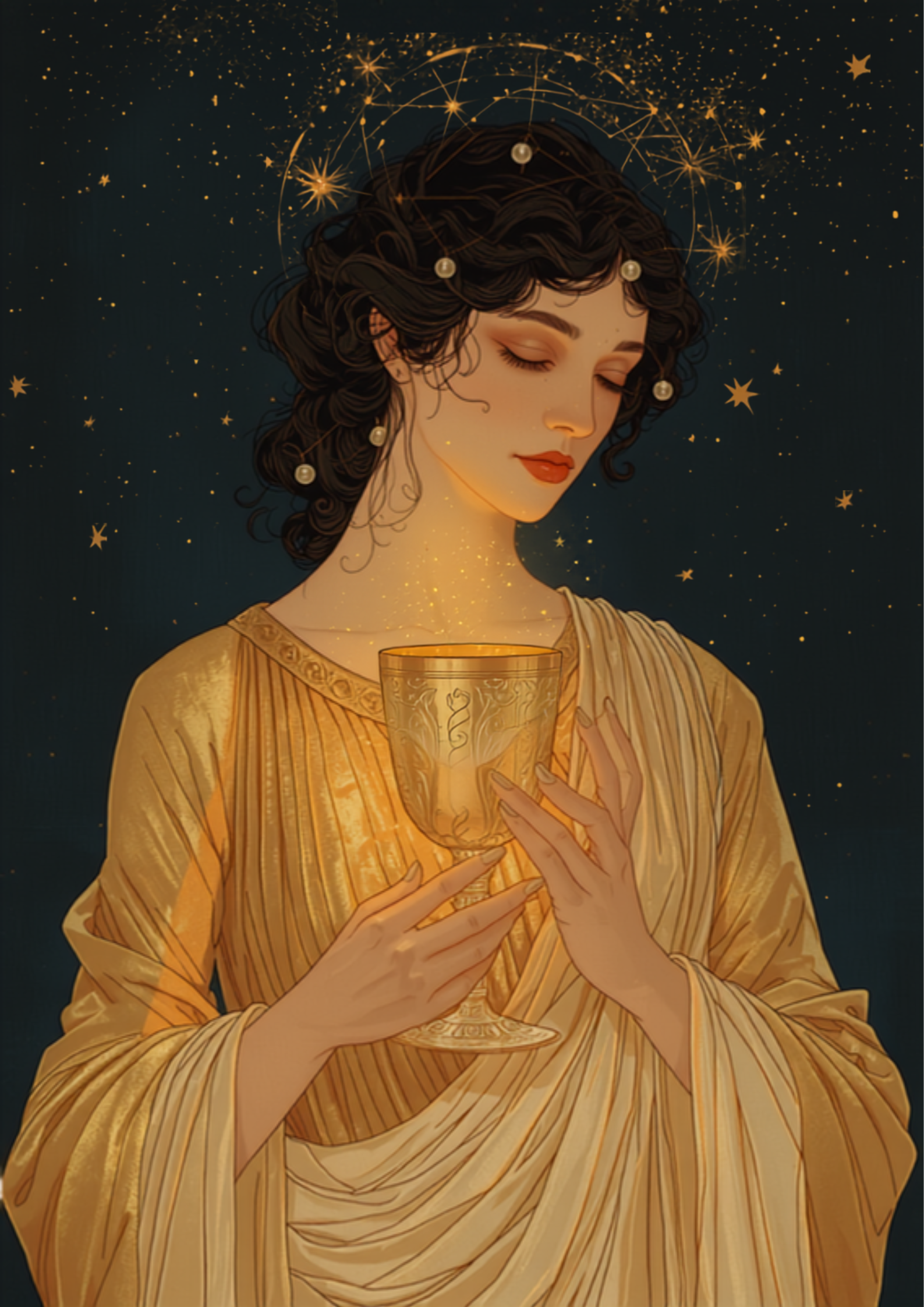 Androgyne au vase de lumière — figure discrète, en veilleuse.