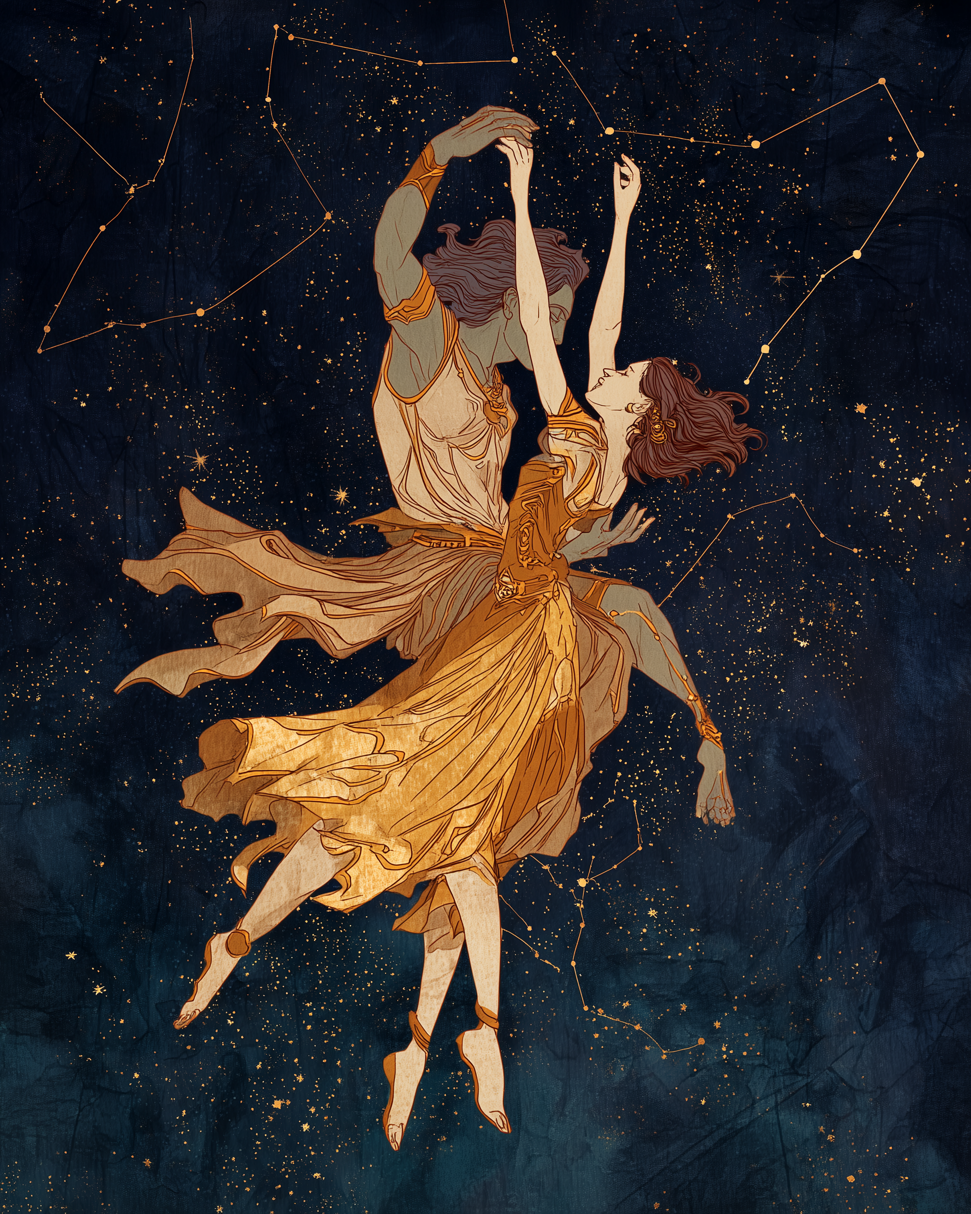 Danseuse suspendue dans la nuit étoilée — respiration.